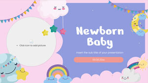 Google Slaytlar teması ve PowerPoint Şablonu için Yeni Doğan Bebek Sunum Tasarımı