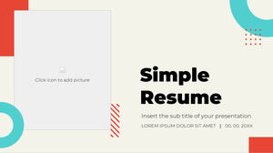 Бесплатный дизайн презентации Simple Resume для темы Google Slides и шаблона PowerPoint
