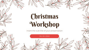 Christmas Workshop Kostenloses Präsentationshintergrunddesign für das Google Slides-Thema und die PowerPoint-Vorlage