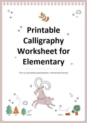 Printable Calligraphy Worksheet for Elementary
