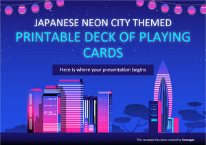 Dek Kartu Bermain Bertema Kota Neon Jepang yang Dapat Dicetak