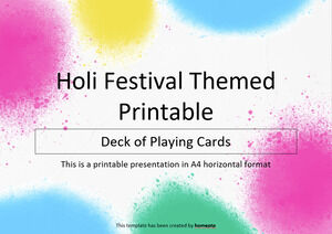 Holi Festivali Temalı Yazdırılabilir Oyun Kartları Destesi