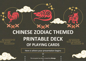 Baralho de cartas imprimíveis com tema do zodíaco chinês