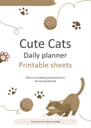 Cute Cats Daily Planner แผ่นพิมพ์ได้