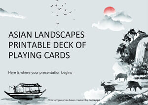 Mazzo di carte da gioco stampabile di paesaggi asiatici