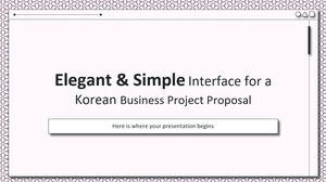 Interface elegante e simples para uma proposta de projeto comercial coreano