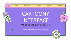 Paquete de interfaz de dibujos animados para estudiantes coreanos