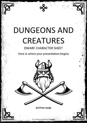 Dungeons and Creatures: ドワーフ キャラクター シート