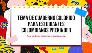 Tema del taccuino colorato per studenti colombiani pre-K