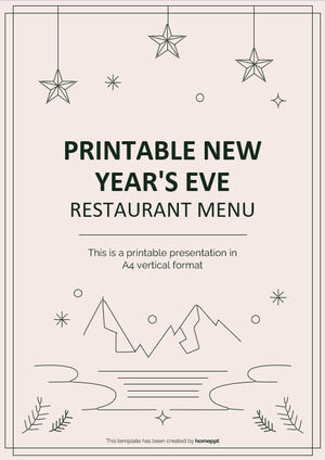 قائمة مطعم ليلة رأس السنة الجديدة القابلة للطباعة