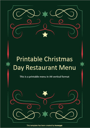 Printable Christmas Day Restaurant Menu