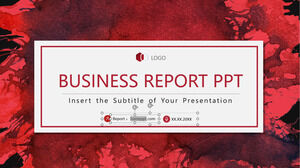 红色墨水业务报告 PowerPoint 模板