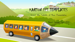 Cartoon Bus Background PowerPoint Templates