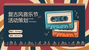 Retro müzik festivali etkinlik planlaması için PPT şablonu