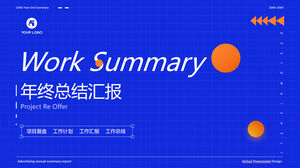 Plantilla ppt de informe de resumen de fin de año comercial simplificado azul naranja