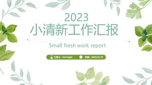 Plantilla ppt de informe de trabajo de aire fresco de Ye Ziqing de acuarela