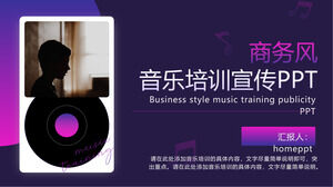 Plantilla PPT para capacitación musical y publicidad de estilo comercial degradado púrpura