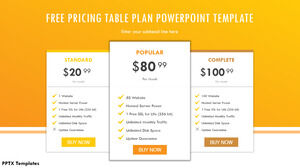 Turuncu Fiyatlandırma Tablosu Planı için Ücretsiz Powerpoint Şablonu