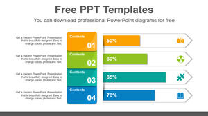 Kağıt kart çubuk grafiği için Ücretsiz Powerpoint Şablonu