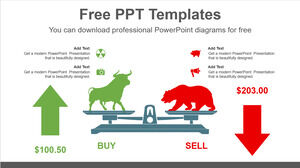 Șablon Powerpoint gratuit pentru soldul orizontal al stocurilor