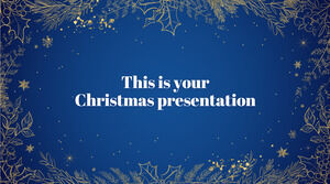 Goldene Weihnachten. Kostenlose PowerPoint-Vorlage und Google Slides-Design