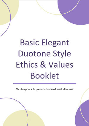 Буклет об этике и ценностях в базовом элегантном стиле Duotone