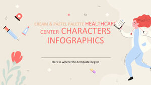 Paleta de crema y pastel Infografía de personajes del centro de atención médica
