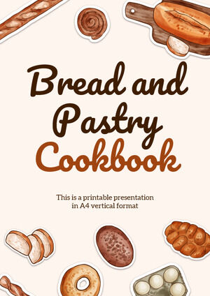Livro de receitas de pão e pastelaria com ilustrações