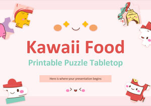 Puzzle stampabile con cibo Kawaii da tavolo