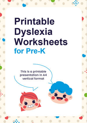 Feuilles de travail imprimables sur la dyslexie pour le pré-K