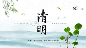 Prosty szablon PPT do planowania działalności festiwalu Qingming ze świeżym wiatrem