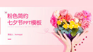 Template ppt Hari Qixi Valentine merah muda sederhana