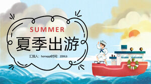 Modelo de PPT de turnê de verão do vento do oceano dos desenhos animados Download grátis