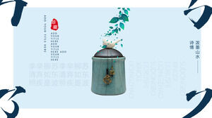 Craftsman Spirit Theme PPT-Vorlage mit Hintergrund aus Keramik und chinesischen Schriftzeichen