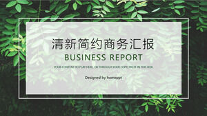 Unduh templat slide laporan bisnis dengan latar belakang daun hijau