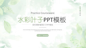 Elegant green plant leaf background PPT template free download