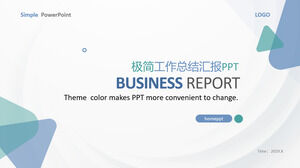 Download gratuito do modelo PPT para relatório de resumo de trabalho com fundo de triângulo verde azul extremamente simples