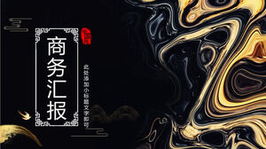 Exquisite creative black gold pigment background work report PPT template