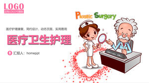 Modello PPT medico e sanitario con sfondo medico e infermiere dei cartoni animati