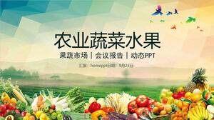 Modèle PPT de thème agricole de fond de légumes, de melons et de fruits des terres agricolesTélécharger