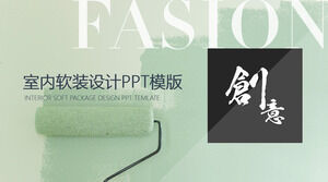 Présentation de la société de décoration du modèle PPT de fond de brosse à rouleau de pigment vert