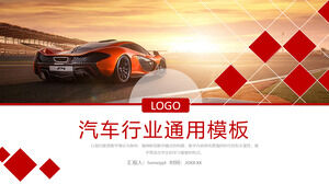 Free download of PPT template for background of red sports car driving under sunset