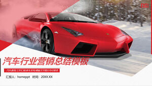 PPT-Vorlage für Autoverkaufszusammenfassung mit rotem Supersportwagen-Hintergrund