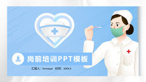 Download PPT template for pre job training of blue medical nurses