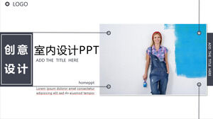 Ücretsiz indirmek için yaratıcı kart stili iç tasarım ekranı PPT şablonu