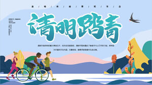 Vektor warna Qingming tamasya PPT template download