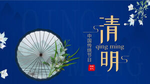 Modello PPT a tema Qingming Festival blu elegante