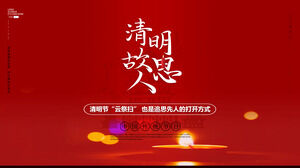 Plantilla PPT de aviso de barrido del Festival Qingming simplificado rojo Descargar