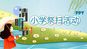 Cartoon Qingming Festival Scarica il modello PPT per la pianificazione delle attività della scuola primaria