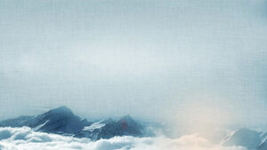 Four blue mountain cloud sea PPT background images